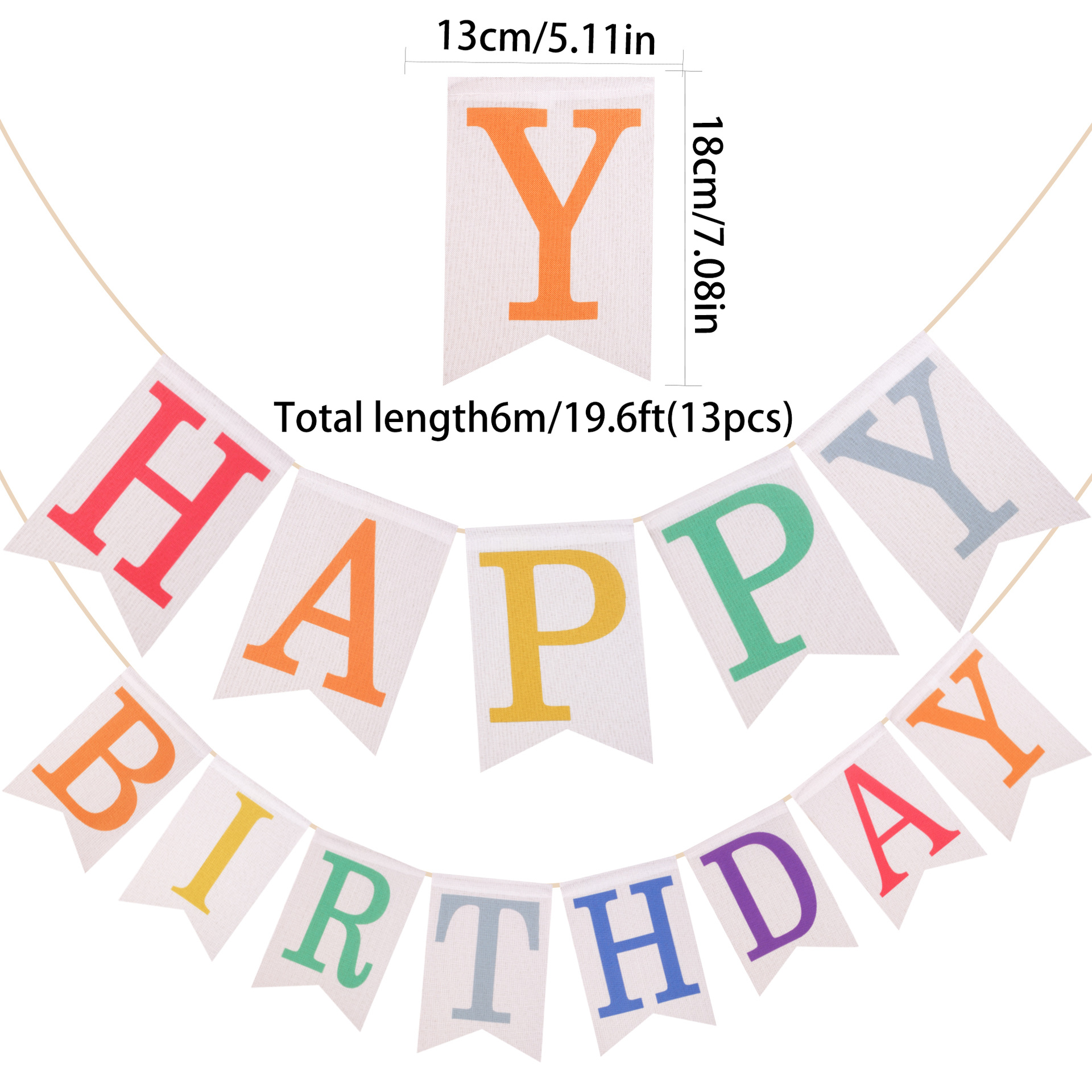 "HAPPY BIRTHDAY" faux linen decorative flag, birthday celebration banner, retro swallowtail banner and flower design Application Scenario