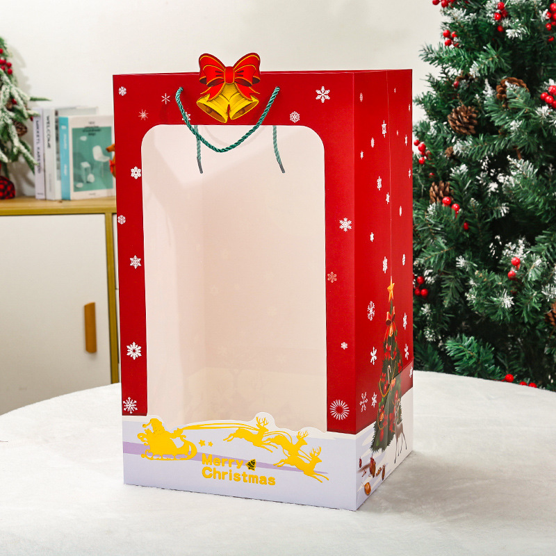 现货圣诞节手提袋 橱窗苹果礼品袋 平安夜礼物包装纸袋子包装盒详情图3