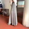 A new summer 2025 Korean-style high-waisted, gentle and long, soft A-line dress with a paper figure grey skirt for women Specification image