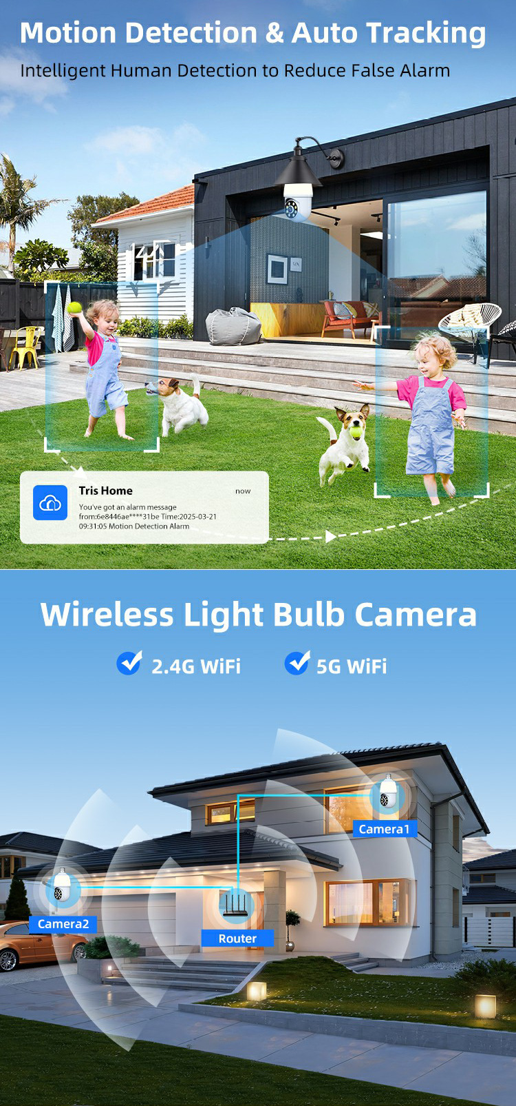Monitoring of waterproof bulbs from the source factory, cameras with lights, and outdoor smart wireless 2K lamp heads for cross-border trade bestsellers pic 9
