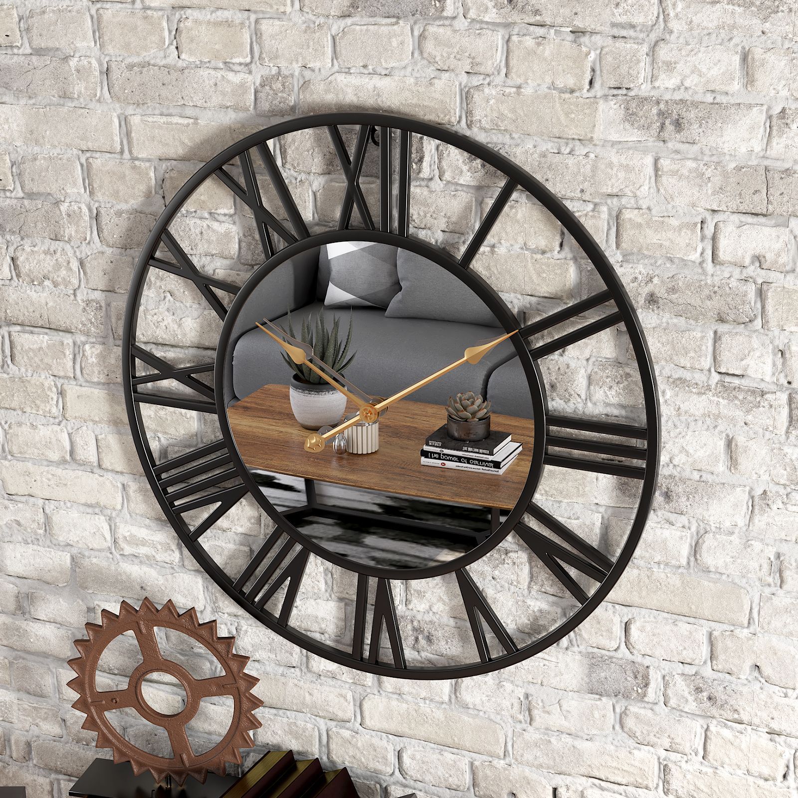 Cross-Border Hot Sales Modern Simple Living Room Fashion Wall Clock Quiet Iron Art Mirror Clock Creative Decorative Wall Clock Wholesale Specification drawing