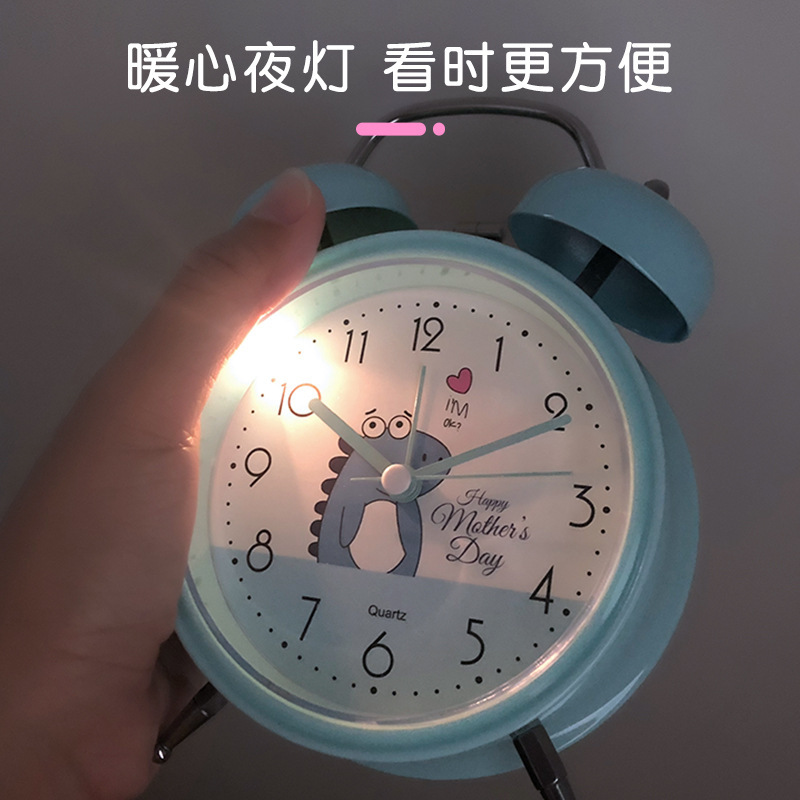 New Student Alarm Clock Cute Style Bell Bell Mute Bedside Clock With Light 4 