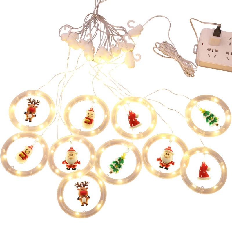 Cross-border new product wreath curtain light LED Christmas theme cartoon-shaped interior decoration curtain light string Item Picture