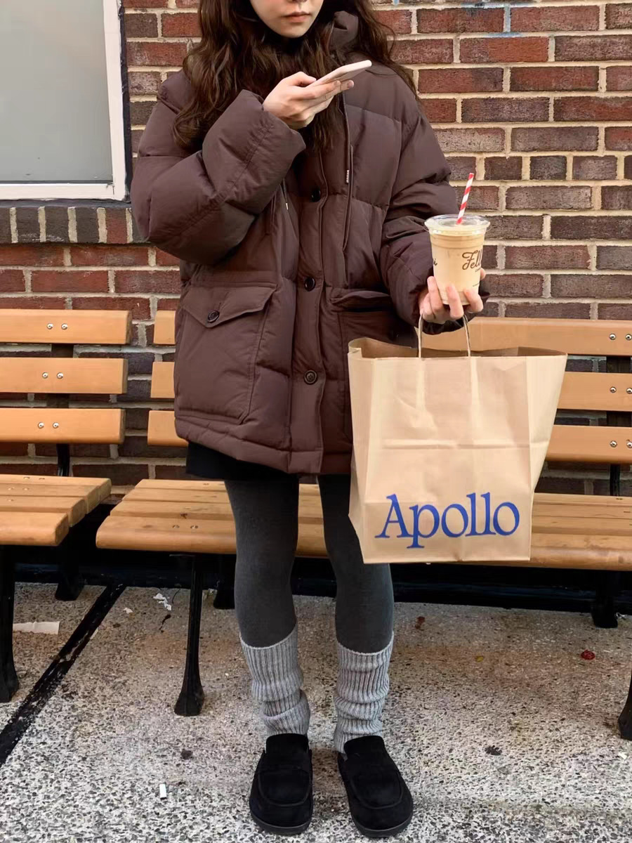 In stock 2025 winter new Dongdaemun, South Korea solid color simple casual hooded mid-length 90 duck down down jacket for women pic 25