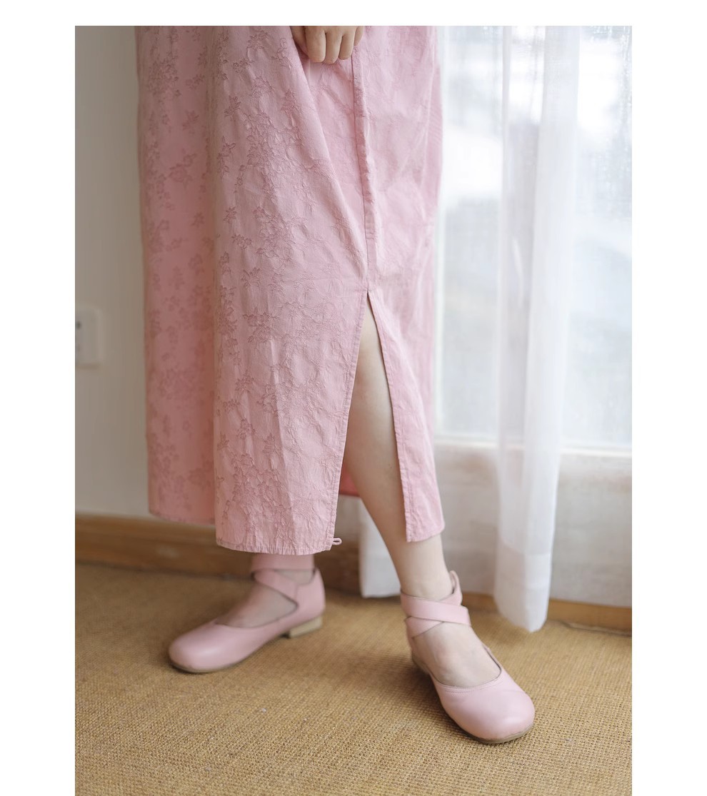 New Chinese-style slanted lapel with slit, retro cocoon-shaped jacquard improved cheongsam dress, loose long dress for women Application Scenario