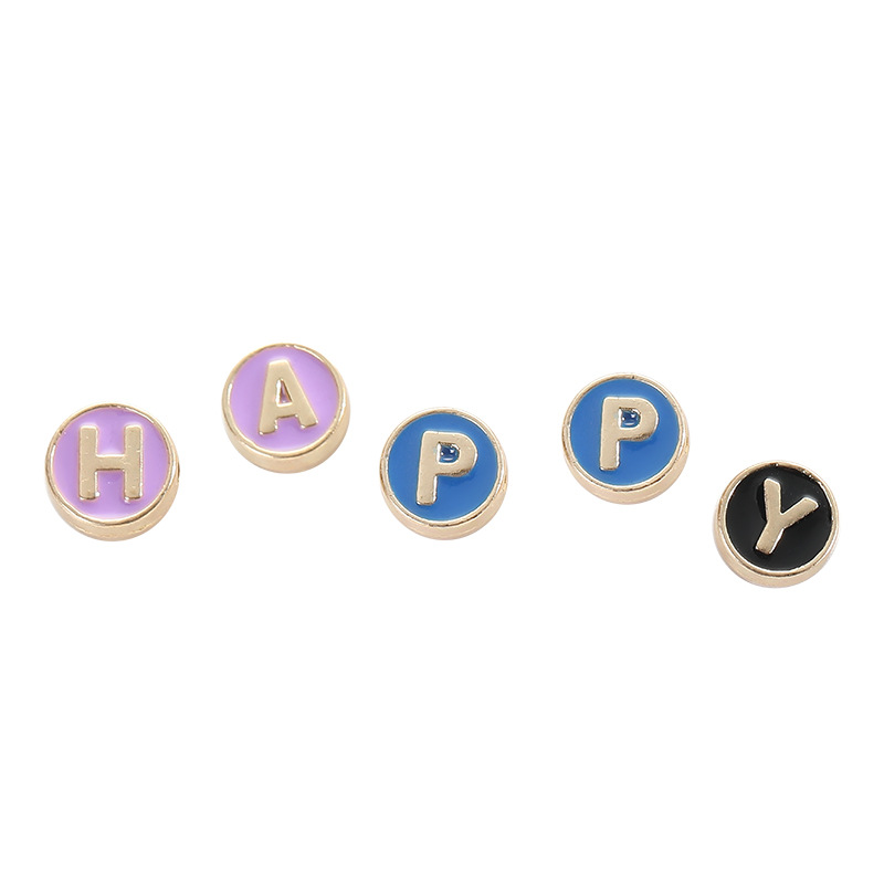 diy jewelry accessories, oil-dripping alloy small pendant, bracelet, pendant accessories, double-sided English letters love, 5 colors Item Picture