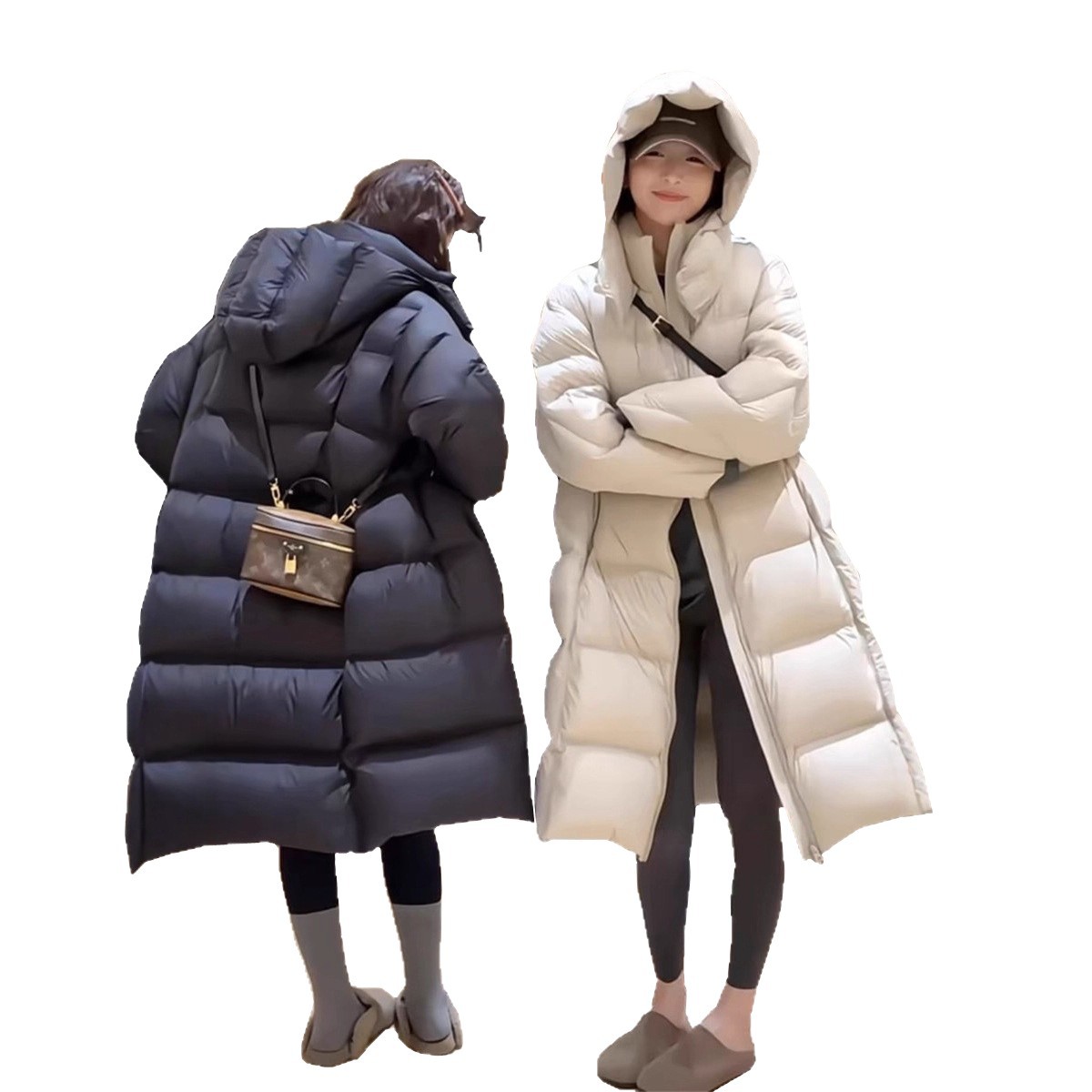 This new long down jacket for women in 2025 is loose and slimming. It features thick white duck down and is a bestseller with a strong design sense for petite women Item Picture