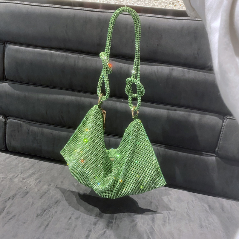 Cross-Border Women's Bag 2022 New Rhinestone Underarm Bag Studded With Diamonds Full Diamond Handbag Pink Bag Carrying Small Bag Women's Diamond Bag Application Scenario