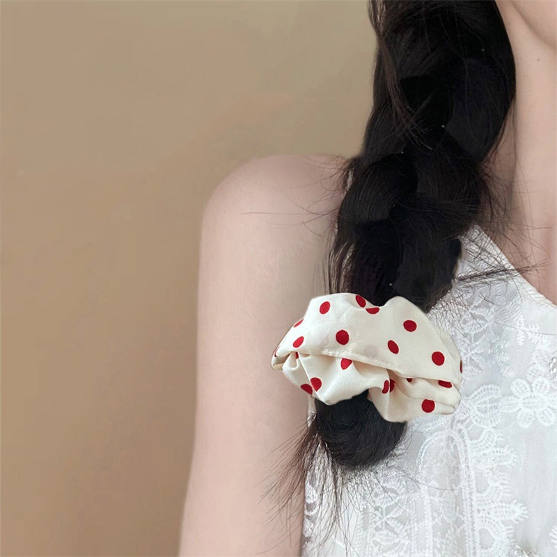 Big red wave dot fat hair cord mujeres 2024 nuevo estilo de atado bajo cola de caballo gran cabello loop temperamento atado al pelo cuerda de cabeza details Picture