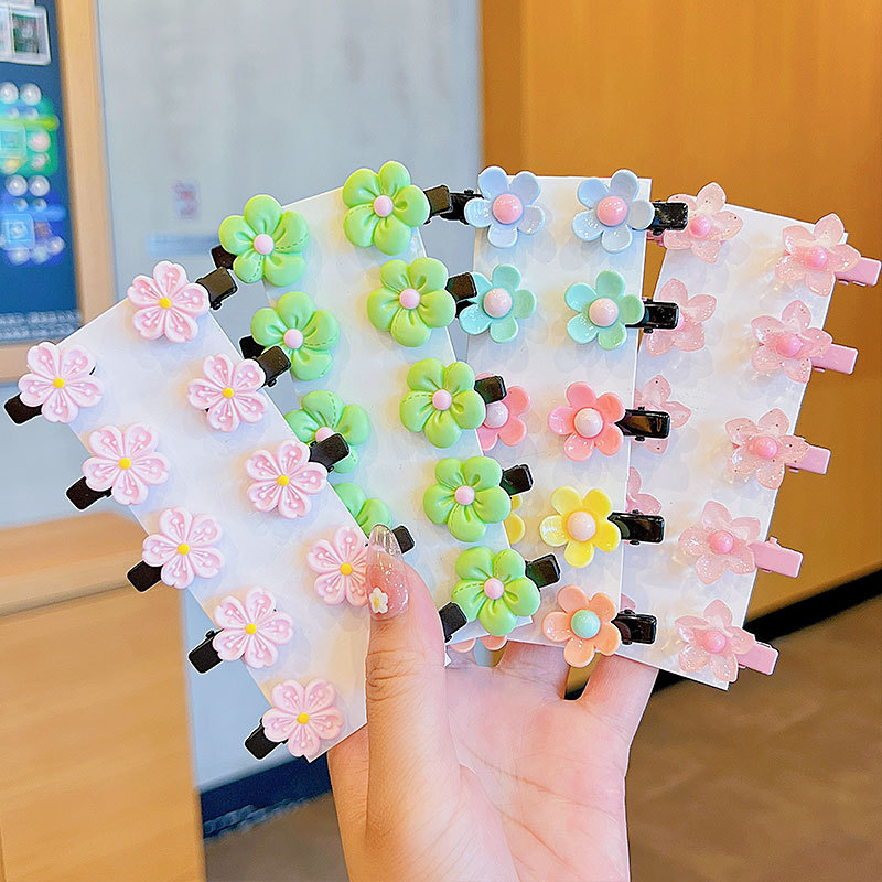 Children's Flower Hair Braid Hairpin Korea Baby Cute Broken Hairpin Little Girl Mini 10 Set Internet Celebrity Headwear Specification drawing
