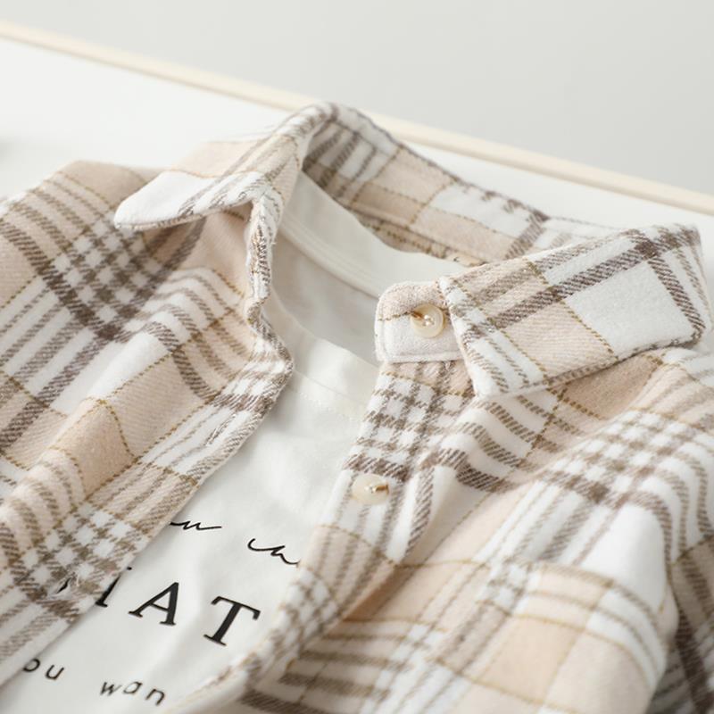 Checkered coat, Japanese-style woolen shirt, thickened long-sleeved design for female students, shirt, short coat, trendy manufacturer Application Scenario