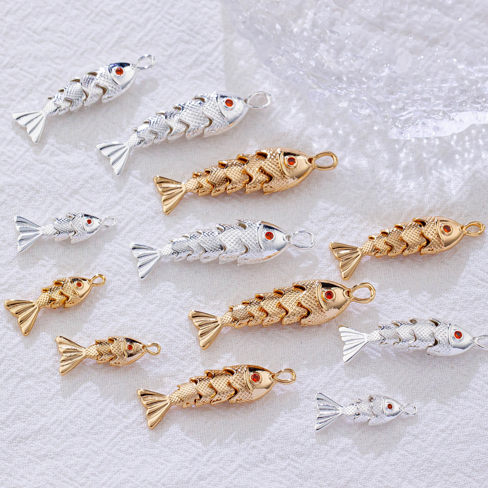 14K copper, real gold, color-preserving electroplated koi and goldfish pendant, DIY handmade jewelry, bracelet, necklace, earrings and accessories Specification image