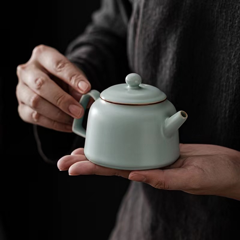 汝窑开片手工茶壶家用茶桌可养单壶汝瓷功夫茶具复古把玩茶壶礼品