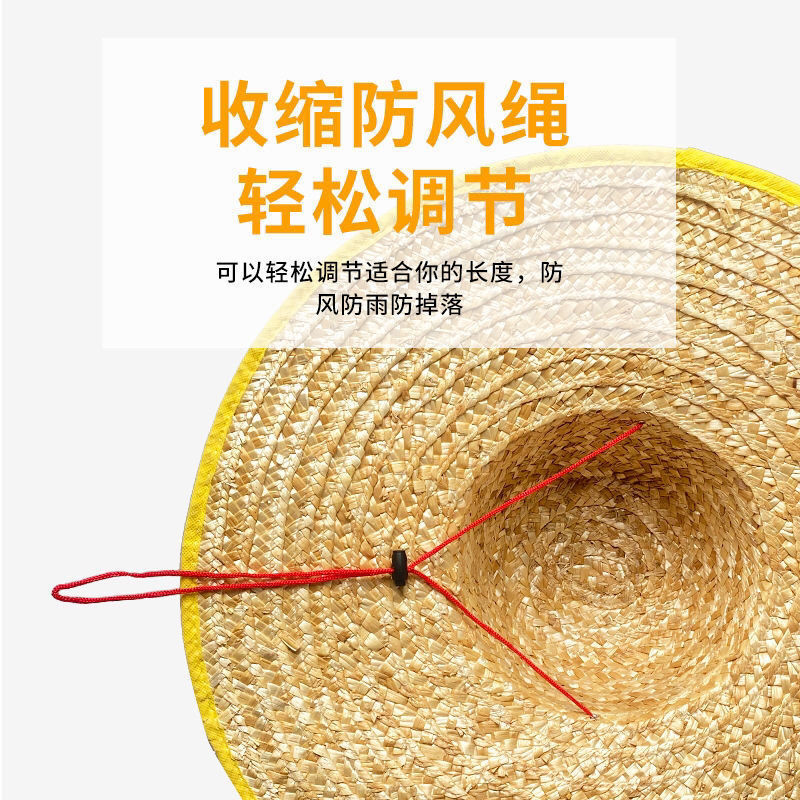 Straw Hat Farmers Sun Protection Site Labor Protection Fishing Field Outdoor Sun Hat Large Eaves Straw Braided Seed Straw Hat Wholesale Application Scenario