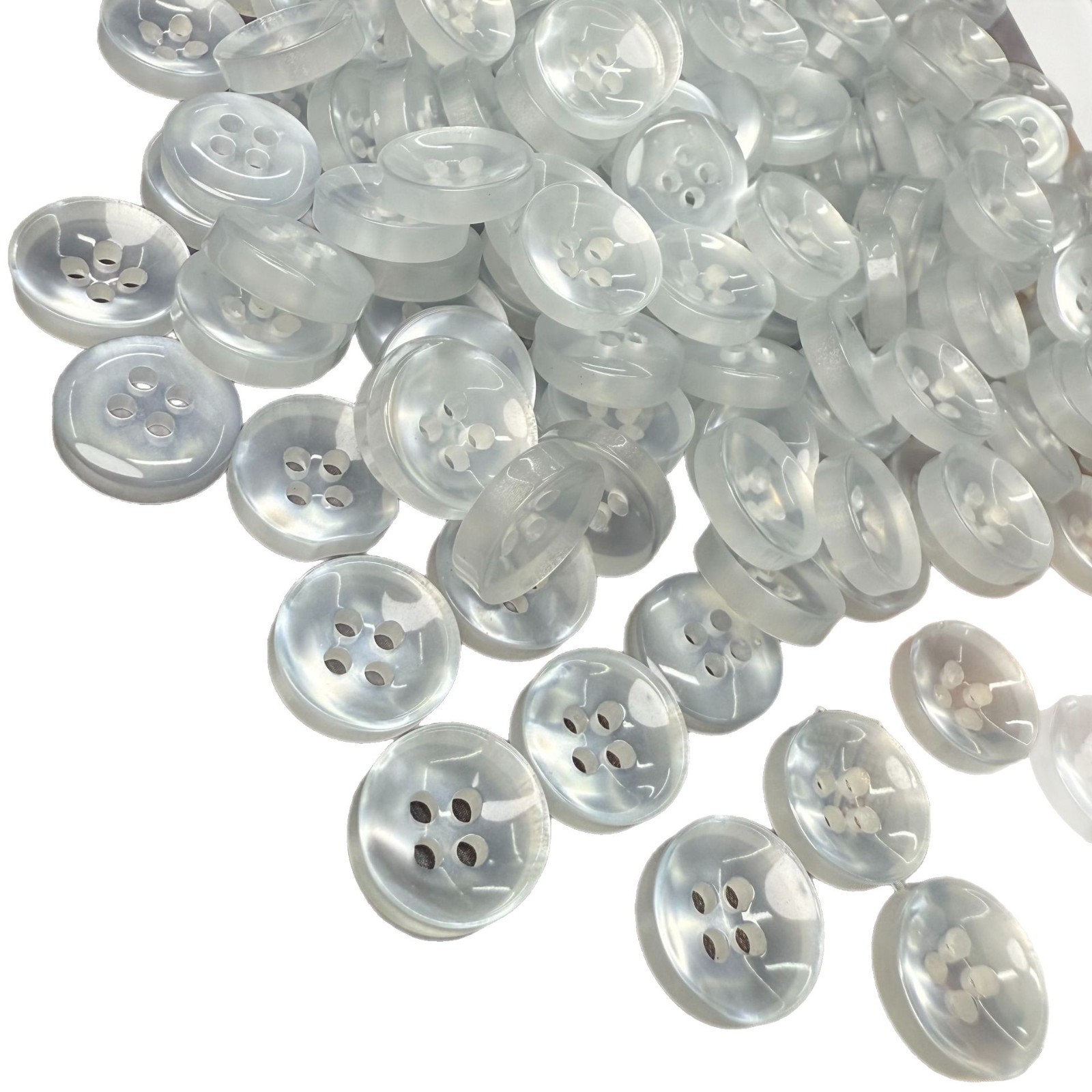 Round white buttons, transparent resin bowl-shaped buttons for men's and women's open-knit shirts Item Picture