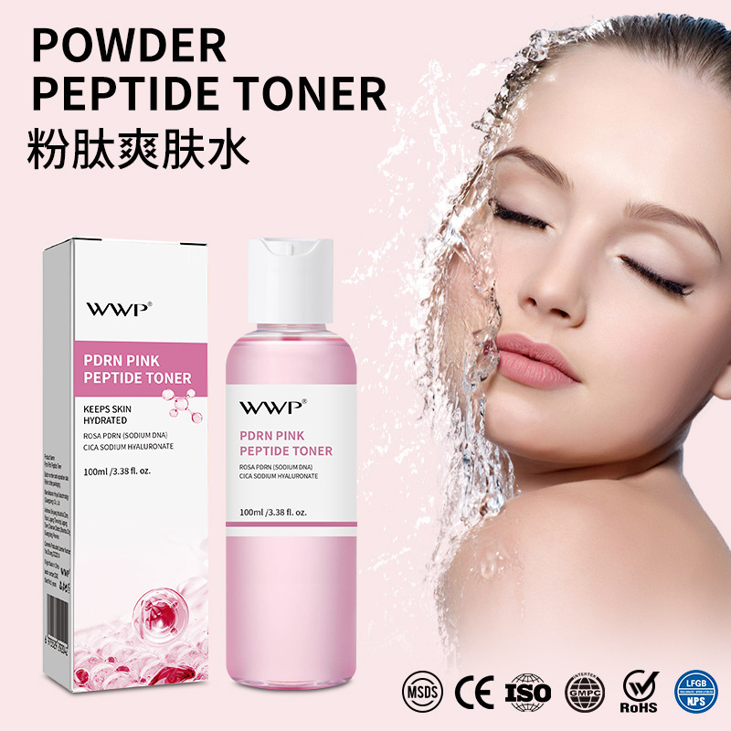 【 Cross-border Bestsellers 】WWP Pink Peptide Toner PDRN Moisturizing Hydrating Facial Essence Toner FDA