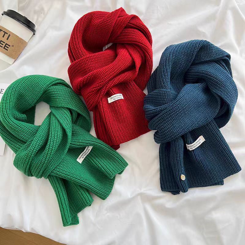 韩系绵羊毛针织毛线围巾女秋冬氛围感显白加厚保暖纯色围脖情侣款详情16