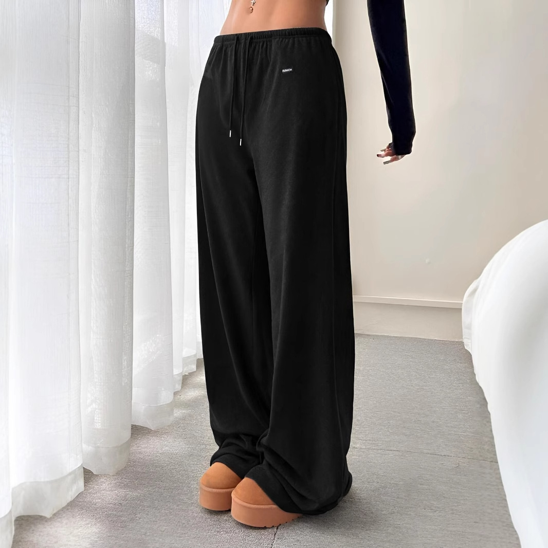 Knitted wool loose trousers drawstring belt casual trousers Specification drawing