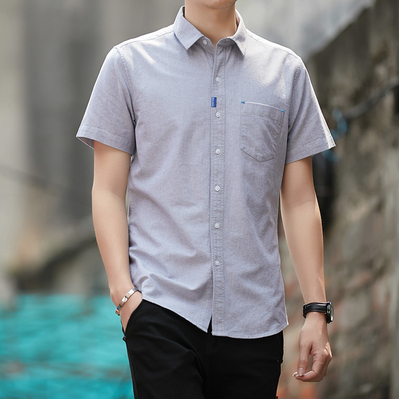 2023 Summer New trendy and stylish shirt, casual Korean-style business formal men's Oxford fabric short-sleeved shirt details Picture