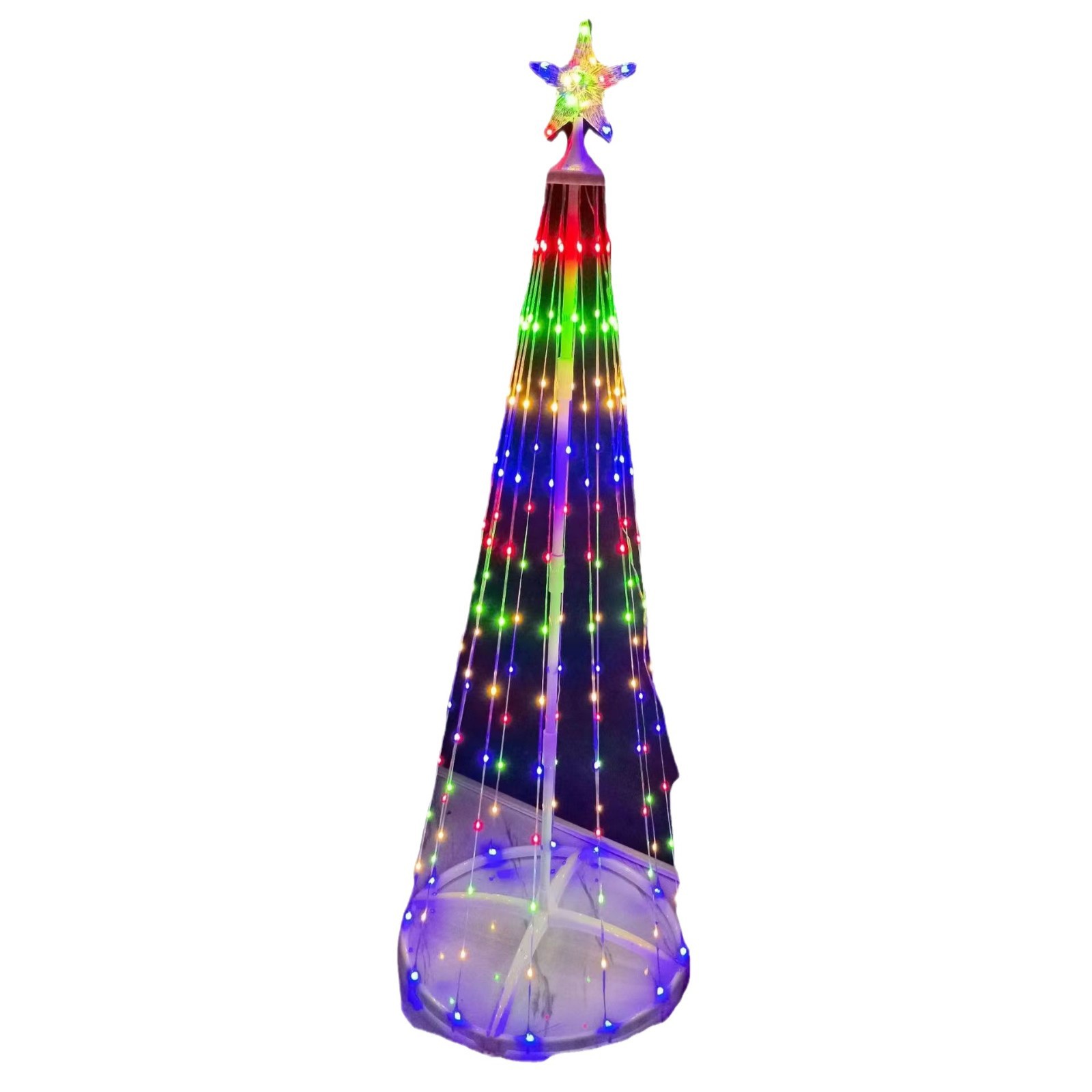 Cross-border e-commerce Christmas ironwork shaped lights, color-changing point control conical remote control smart lights, rotating tree lights, RGB colored lights Item Picture
