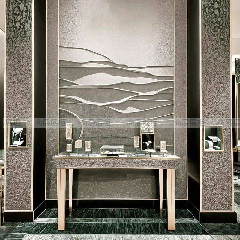 高端展示柜轻奢珠宝连锁店黄金翡翠玉器展架广东展柜定制源头工厂