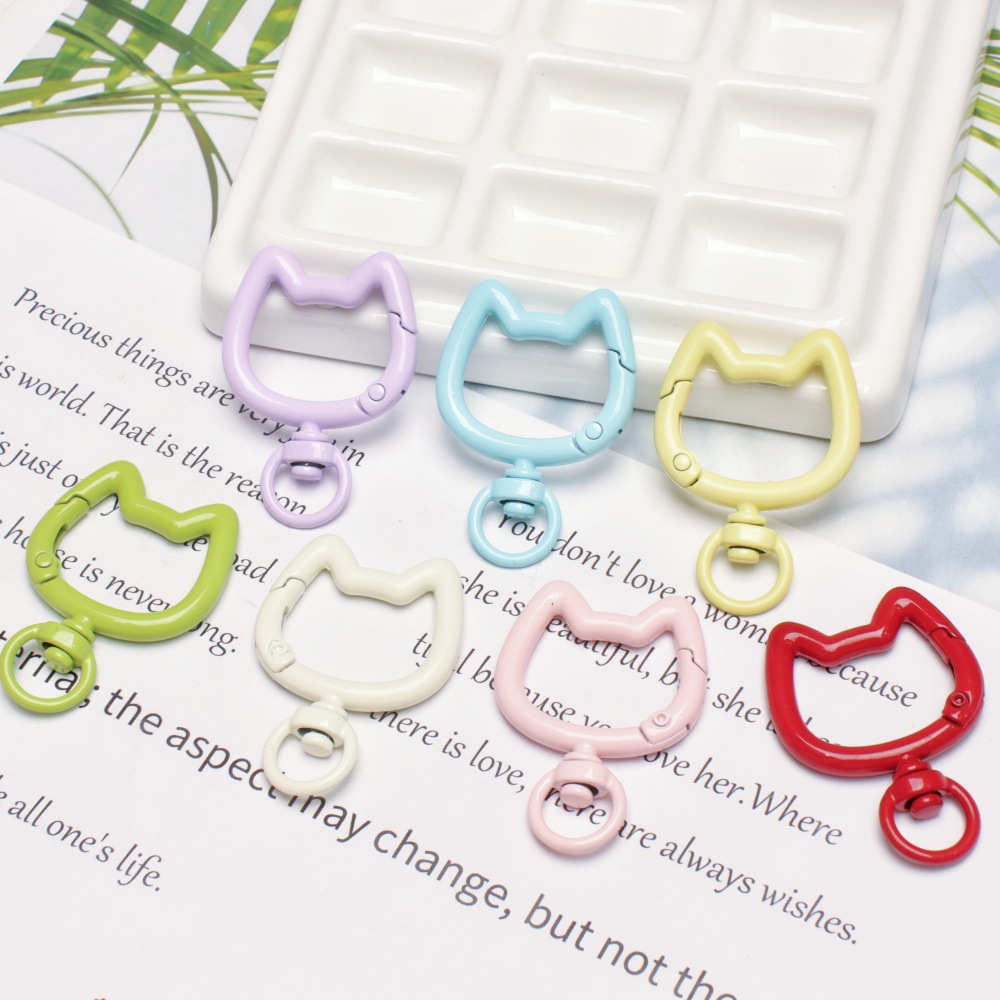 彩色锌合金猫头弹簧扣diy饰品配件手工材料百搭包包玩偶钥匙扣详情10