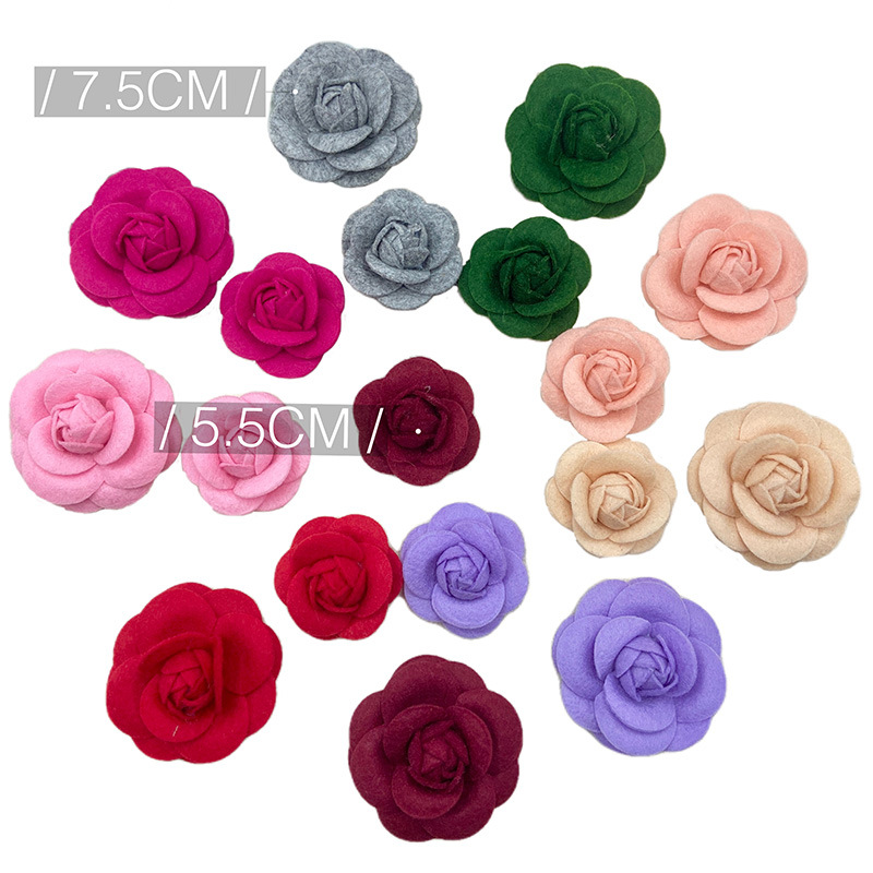 现货韩版无纺布绒布定型山茶花布艺花朵 胸花鞋花服装辅料配件