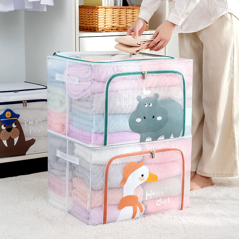PVC cartoon storage box Foldable clothing storage quilts moving boxes zipper storage box