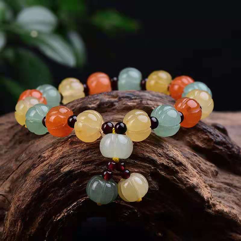 Manufacturers Wholesale Xinjiang Gobi Gold Silk Jade Bracelet Pumpkin Color Jade Bracelet Jade Jade Jade Supplies details Picture