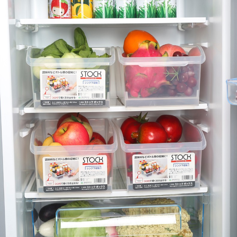Japanese drawer refrigerator preservation storage box Kitchen food storage and organizing box transparent plastic vegetable storage box Specification drawing