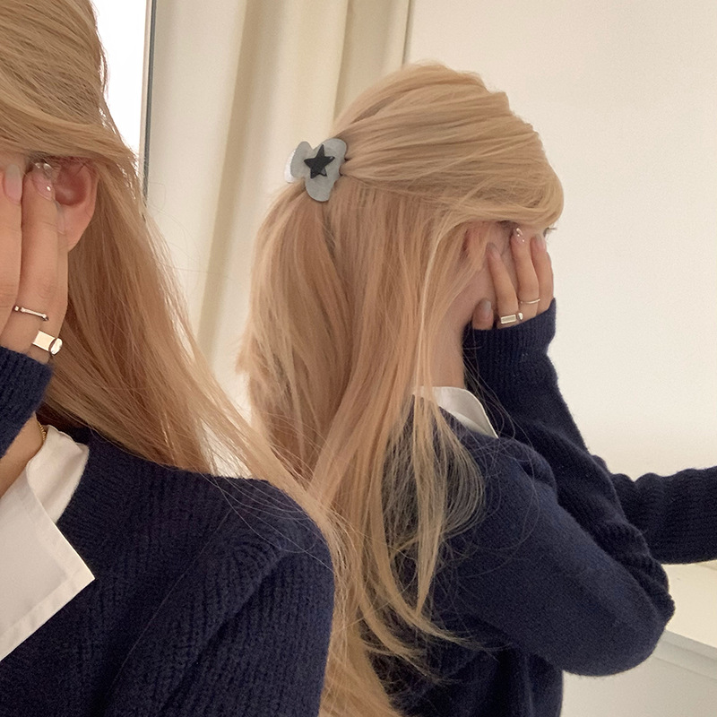 Y2K辣妹 五角星高马尾发夹女后脑勺抓夹小号鲨鱼夹子发抓头饰发饰