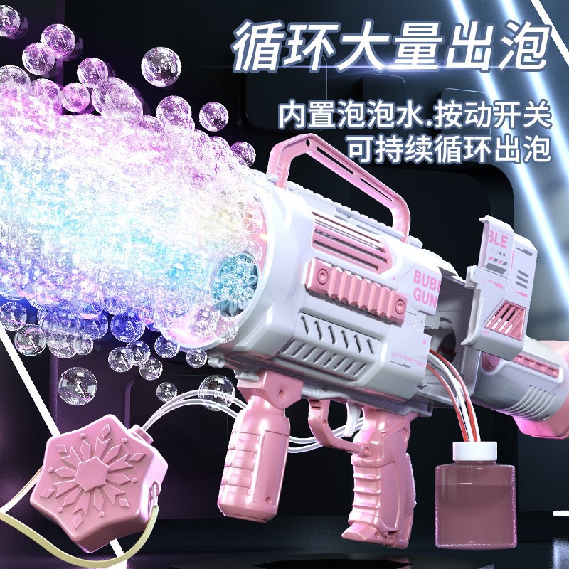 Light Three-Cylinder Rocket Gatling Bubble Machine Cylinder Space N+ Hole Children's Outdoor Bubble Toy Automatically Dip-Free details Picture