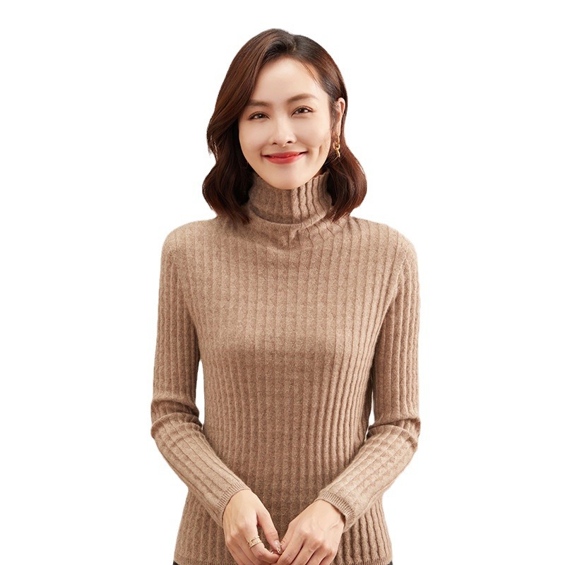 2024 Autumn And Winter New Women's Cashmere Sweater Women's Pile Pile Collar High-End Solid Color Warm Skin To Highlight The Body Temperament Item Picture