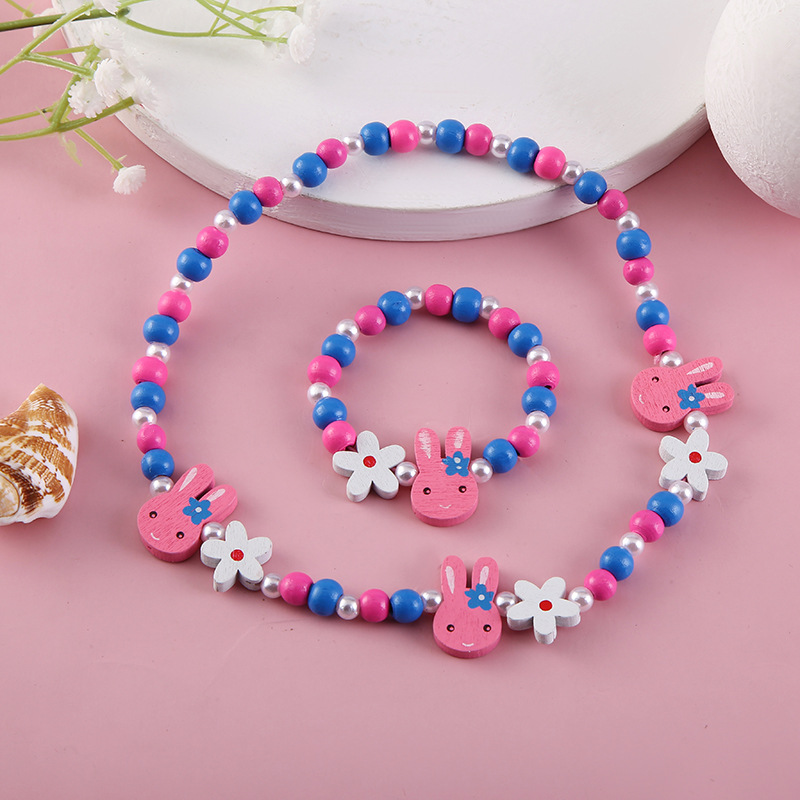 New Korean Version Of Children's Wooden Bracelet Bracelet Necklace Girl Diy Jewelry Decoration Set Wholesale Manufacturers Direct Supply Specification drawing