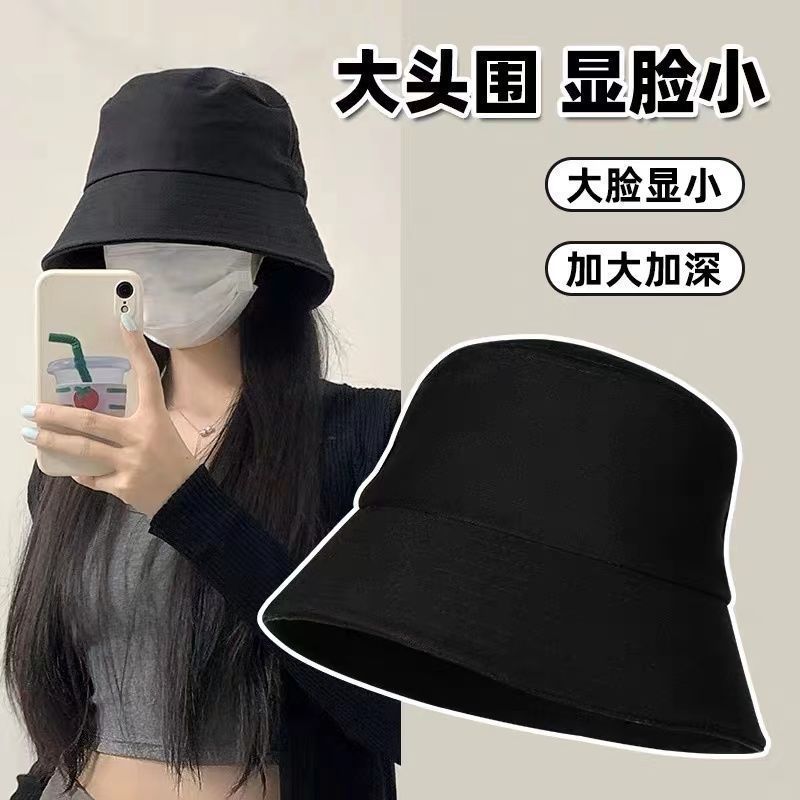 The popular black fisherman's hat for women in spring and autumn is a Korean-style casual and versatile face-covering Japanese-style sun protection hat and basin hat details Picture