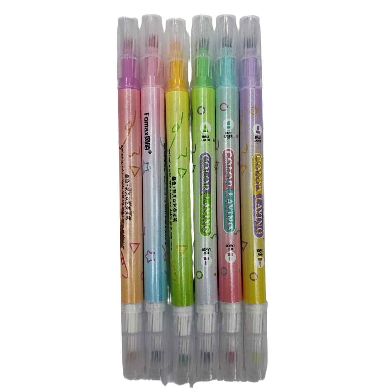 Fomax Double Head Fm-6020 Wind Background Color Overlapping Oblique Head With Round Head 12 Color Gradient Pen Highlighter Item Picture