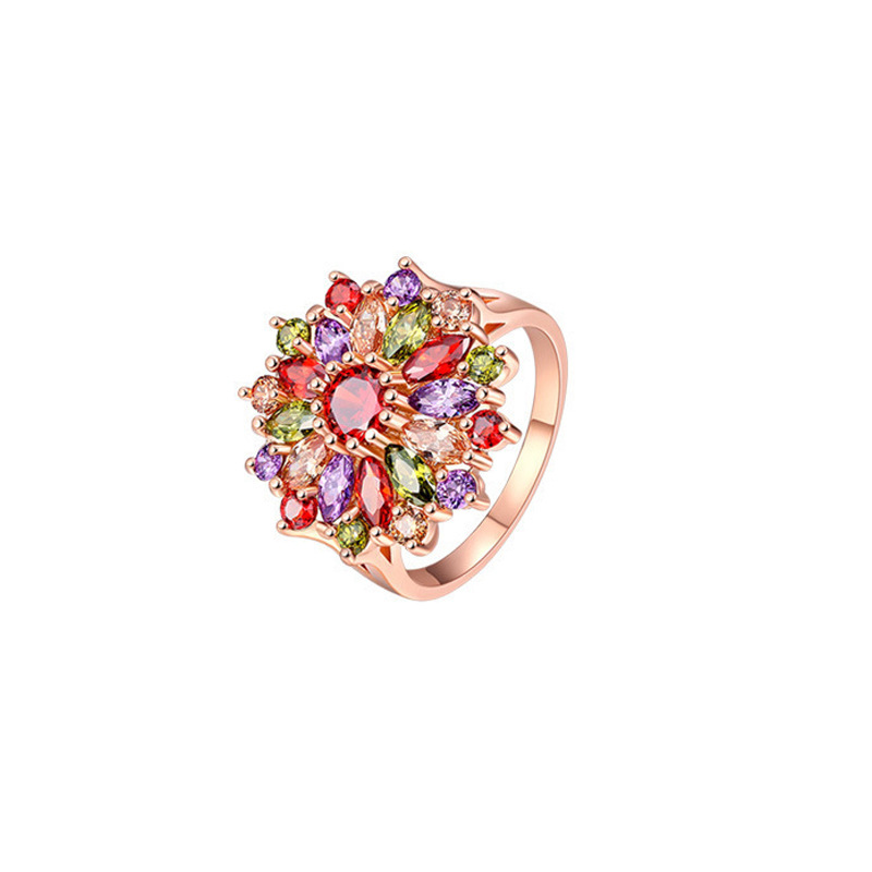 2022 Fashion Colorful Crystal Ring, Mona Lisa AAA Zircon Ring, Rose Gold Ring for export Specification image
