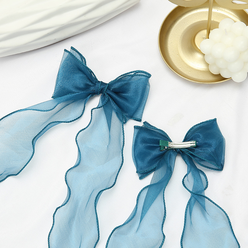 New wholesale bow hair clips, Korean ponytail hair accessories, girls' long ribbon hair clips, ins princess hair accessories, hair clips details Picture
