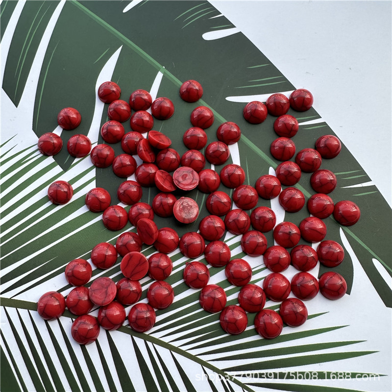 3-30Mm Non-Porous Flat Bottom Semi-Circular Line Red Plastic Ring Surface Patch Loose Beads Diy Handmade Jewelry Accessories