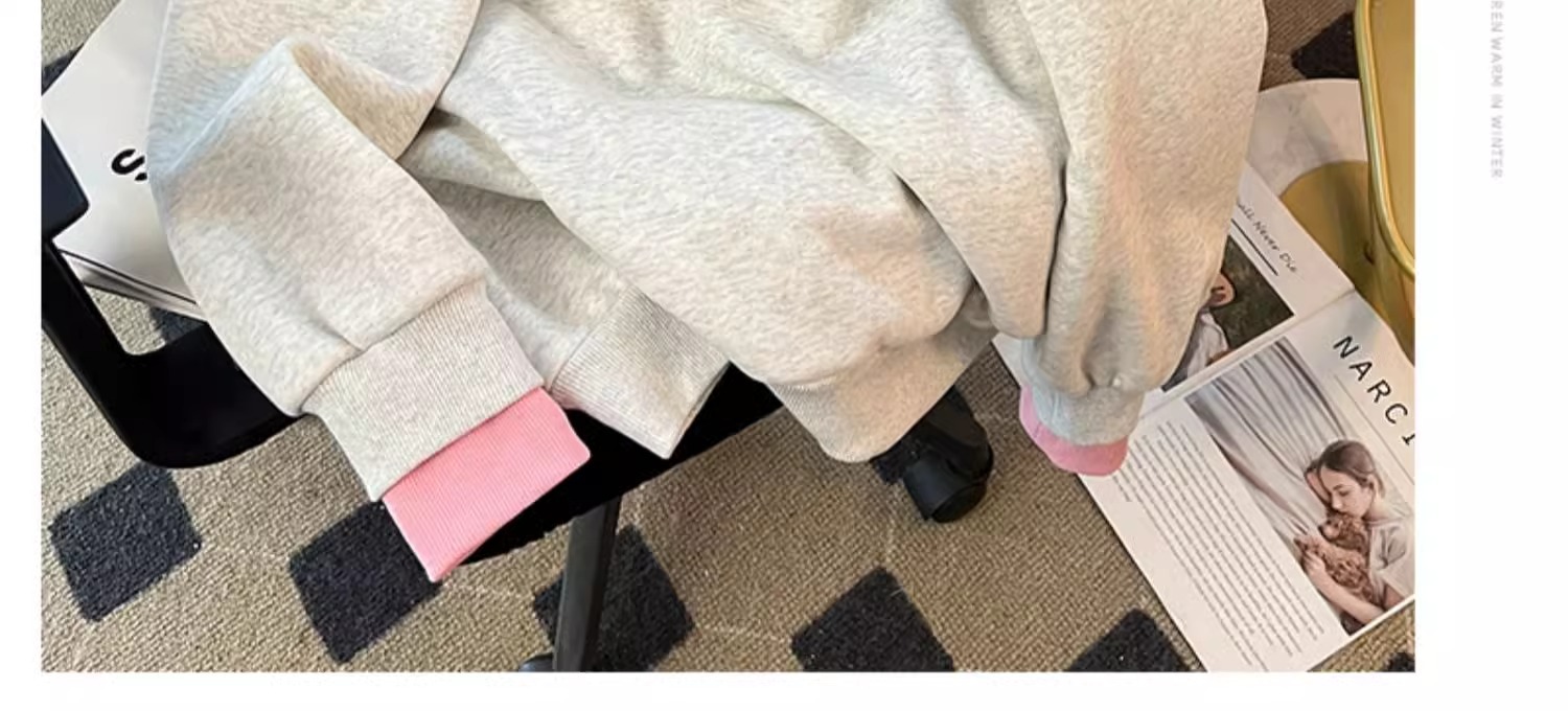 A new autumn and winter printed casual hoodie for girls, a warm outerwear for middle-aged and young girls pic 19