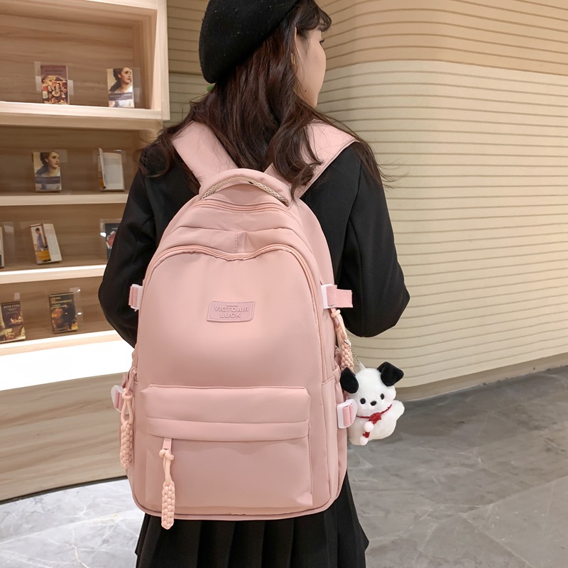 书包大容量高颜值初高中生新款双肩包大容量纯色简约防泼水背包