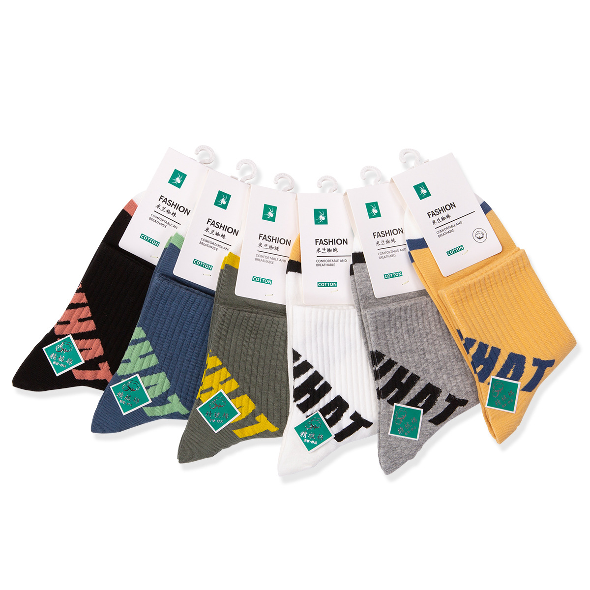 Milan Spider ins Autumn/Winter Men's mid-calf socks Basketball Socks Letter pure combed cotton socks wholesale Individual packaging Item Picture