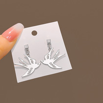 925 Silver needle swallow eardrop personality simple animal earring bird irregular minority earring female wholesale