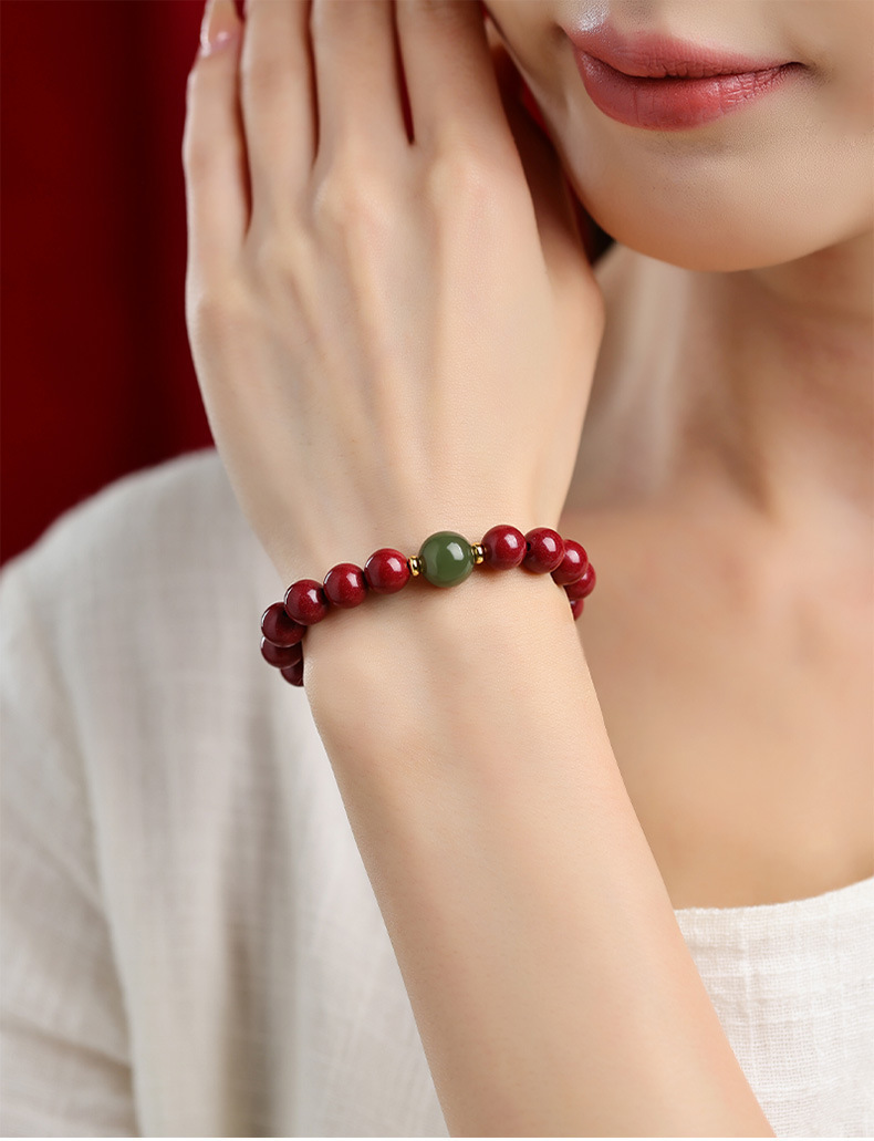 朱砂手链国风紫金砂手串和田色朋友家人礼物手环饰品批发详情6