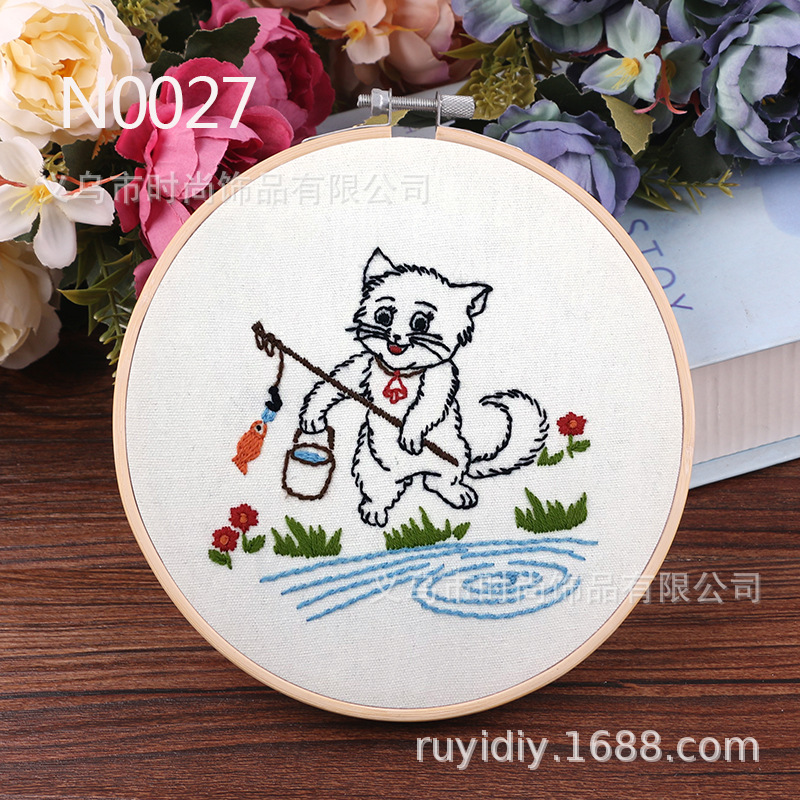 可爱卡通DIY刺绣材料包手绣布艺品刺绣礼品印花