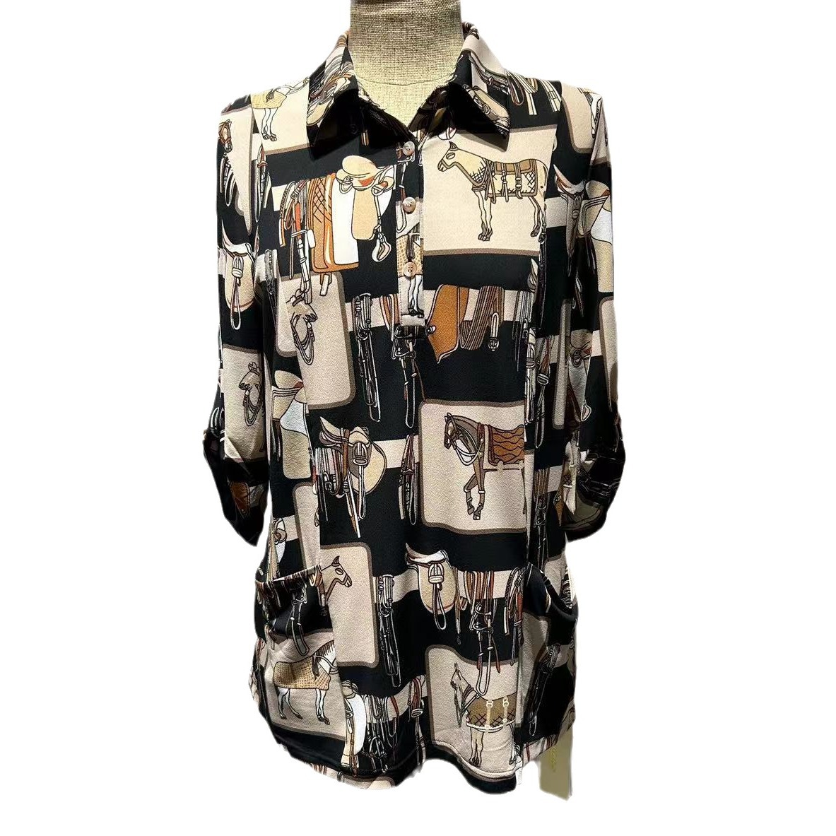 The 2024 new mom's wear women's shirt is fashionable, versatile, casual and loose for spring Item Picture