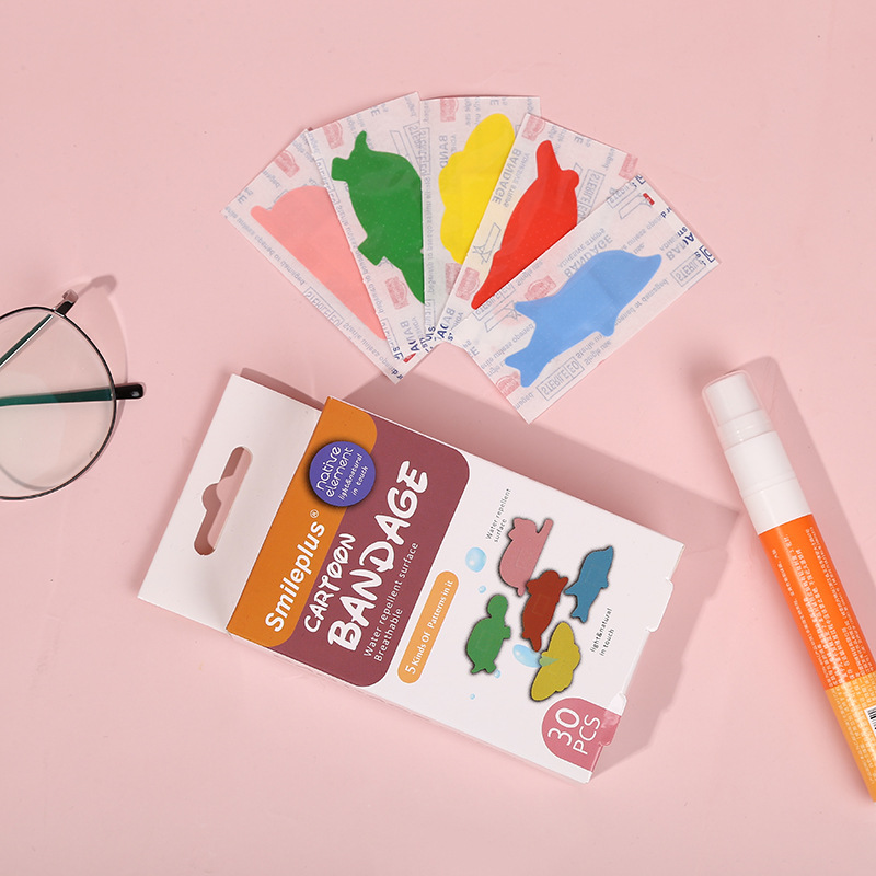 5 kinds of patterns of children's band-aids, 30 cartoon band-aids in animal shapes, factory direct sales, only for foreign trade export Specification image
