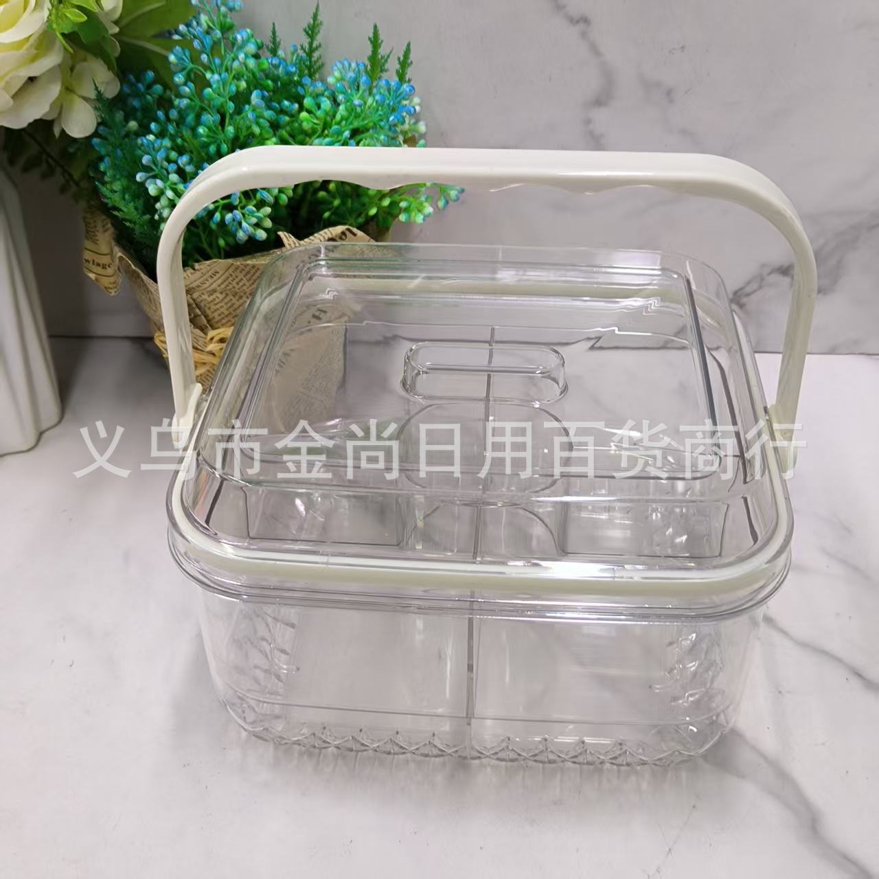 Wholesale of new hand-held square PET double-layer transparent snack and fruit ice bucket preservation boxes in kraft paper boxes details Picture