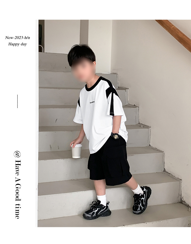 2025新款夏装男童大童圆领t恤短袖时髦儿童半袖韩版宝宝上衣男潮详情39