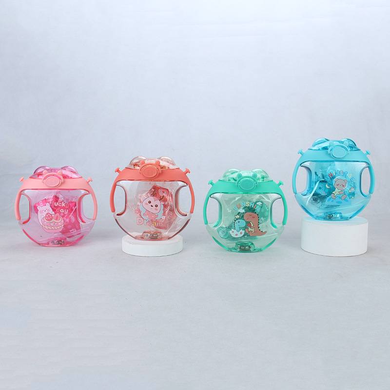 Cartoon Donut With Light Fashion Cute Water Cup Large Capacity Plastic Children Men And Women Trend Korean Cup